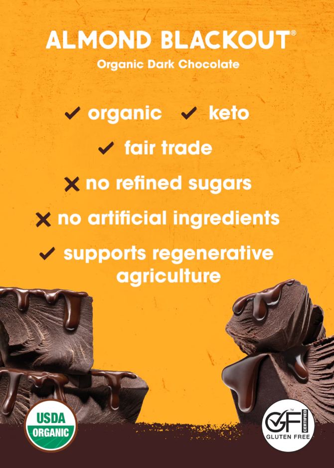 Chocolate Organic Dark Almonds Blackout 75g