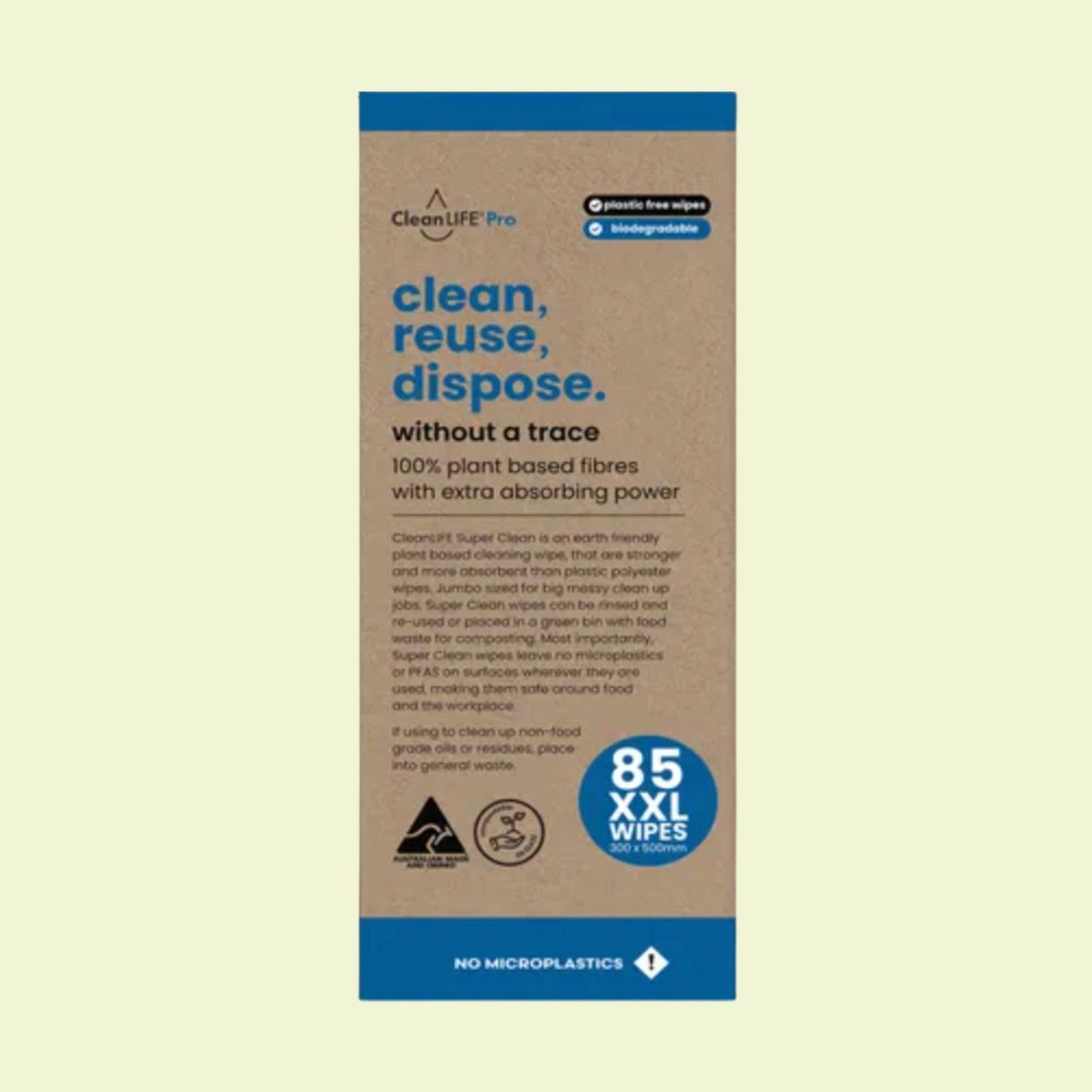 CleanLIFE Super Clean Reusable Absorbent Cleaning Wipes 85pk