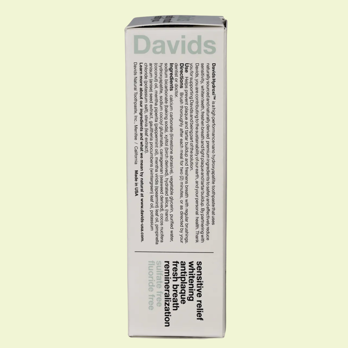 Davids Hydroxi Toothpaste – Sensitive + Whitening Peppermint 50g