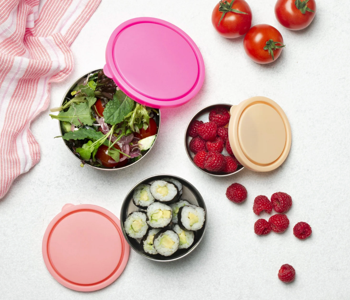 Ever Eco Stainless Steel Round Containers Rise Leak Resistant 3pk