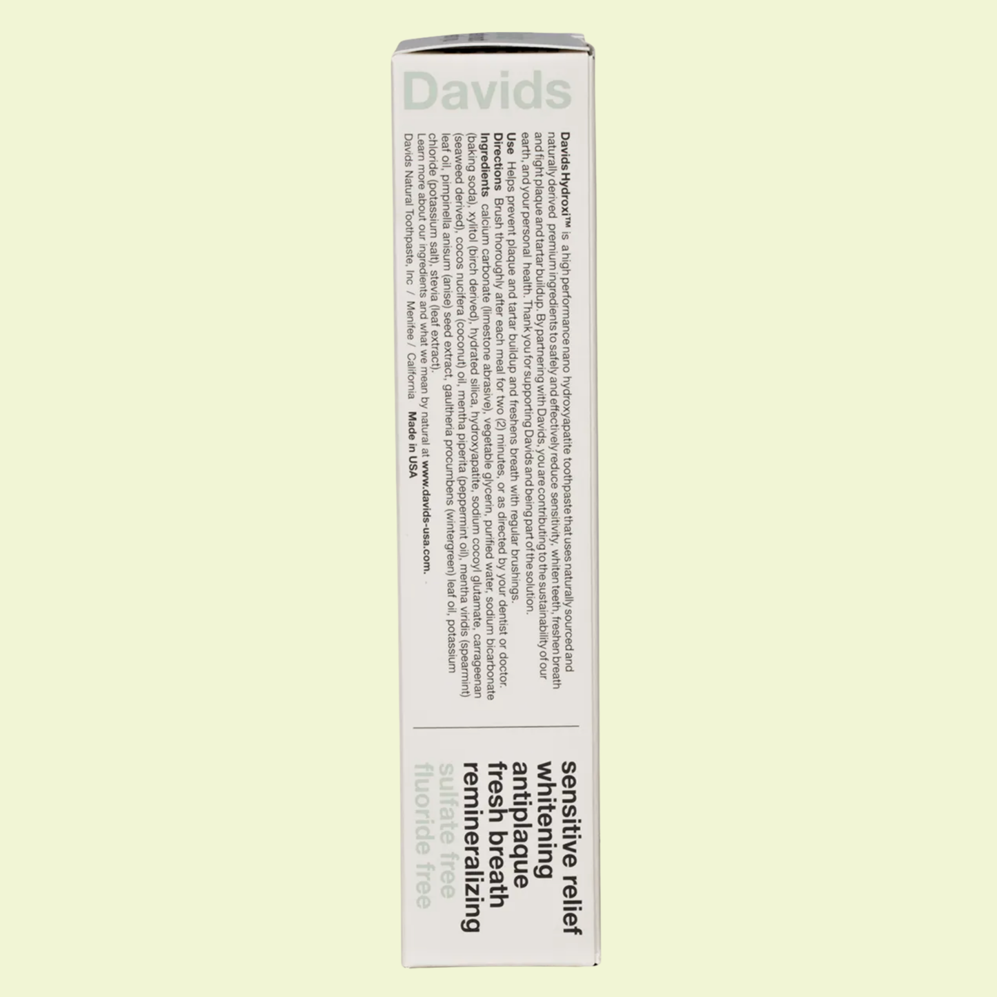 Davids Hydroxi Toothpaste – Sensitive + Whitening Peppermint 113g