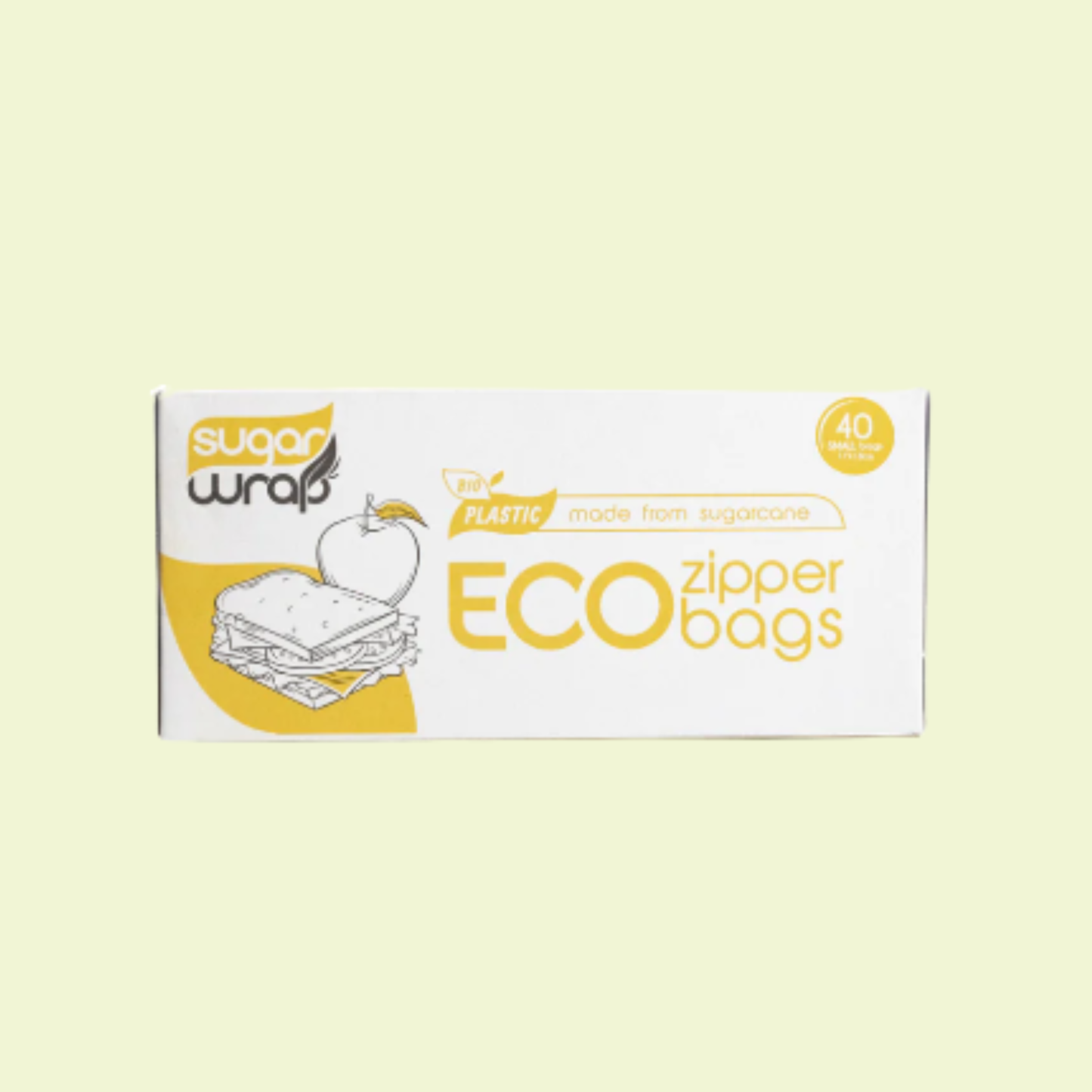 Sugarwrap Eco Zipper Bags Made with Sugarcane Small 40pk