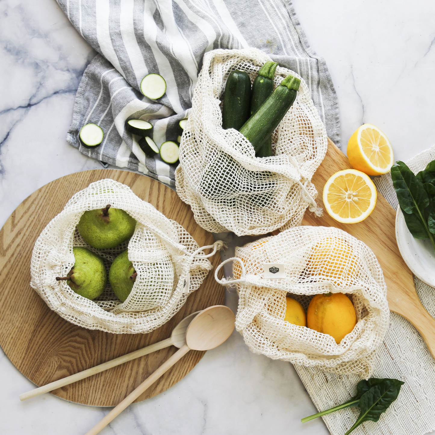 Cotton Net Produce Bags 4pk