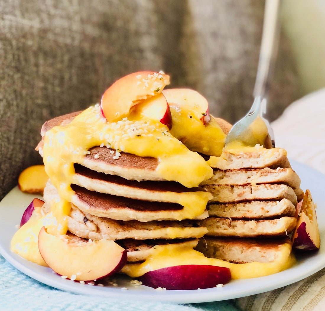 Try this delicious recipe for Nectarine & Mango Protein Pancakes. Follow us for more healthy zero-waste cooking and baking