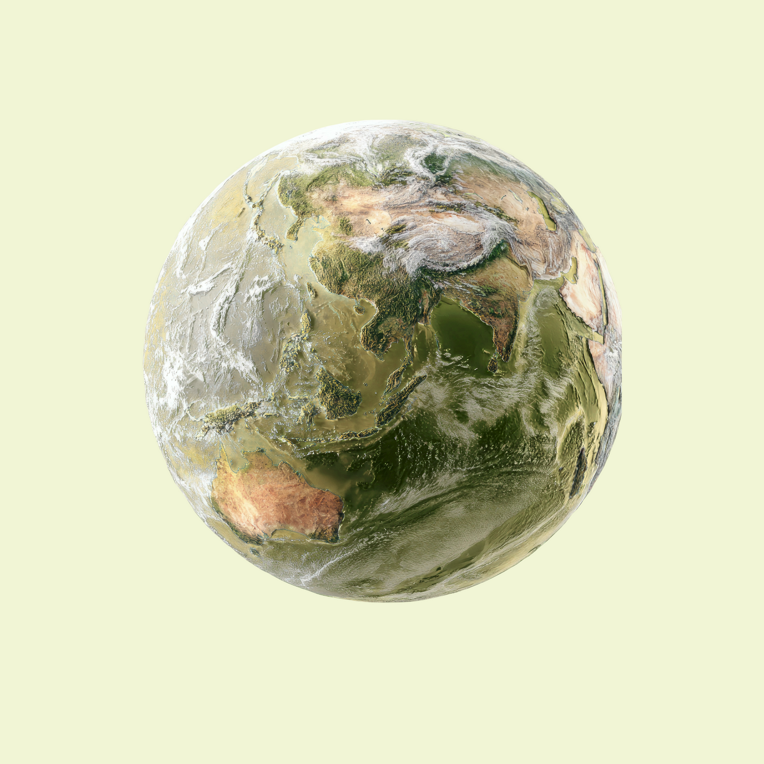 Digital illustration of a globe with a light beige background
