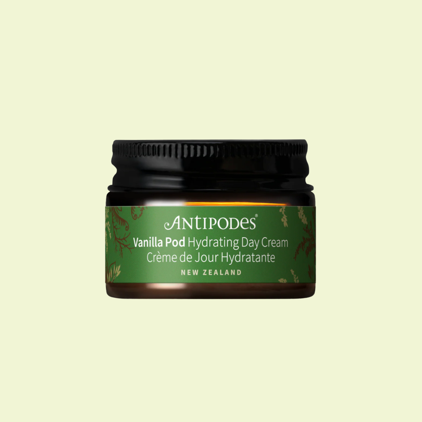 Antipodes Vanilla Pod Hydrating Day Cream jar on a light beige background