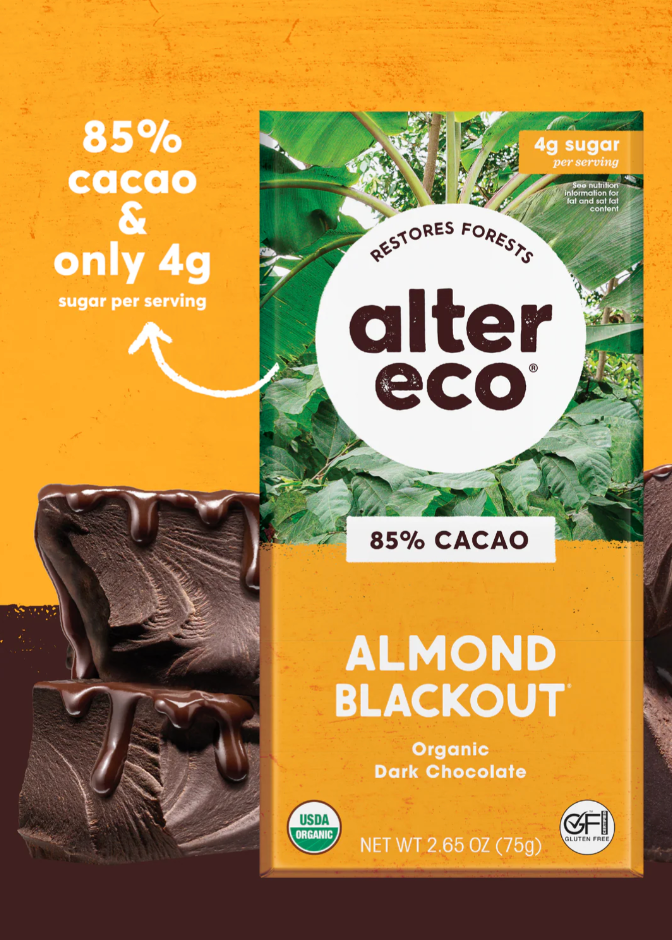 Chocolate Organic Dark Almonds Blackout 75g