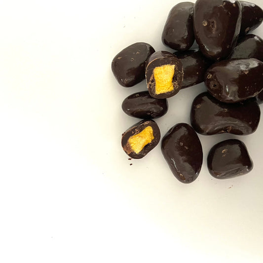 Dark chocolate freeze dried mango