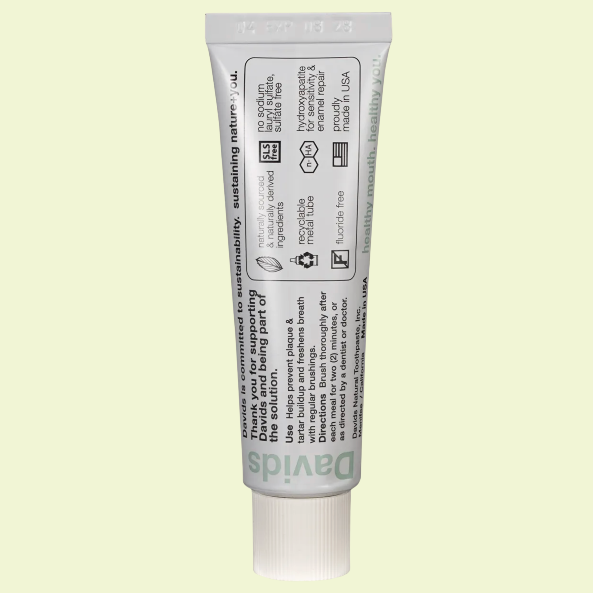 Davids Hydroxi Toothpaste – Sensitive + Whitening Peppermint 50g