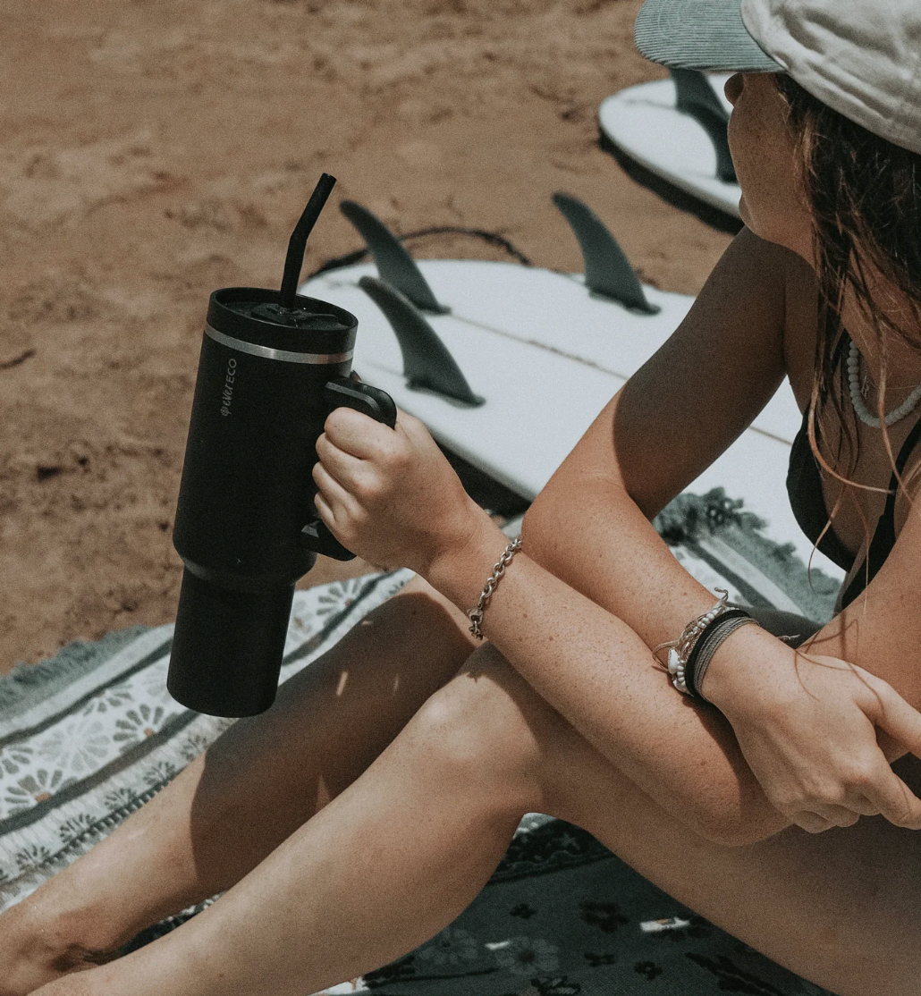 Ever Eco Insulated Tumbler with Handle & Straw Onyx 1.18L