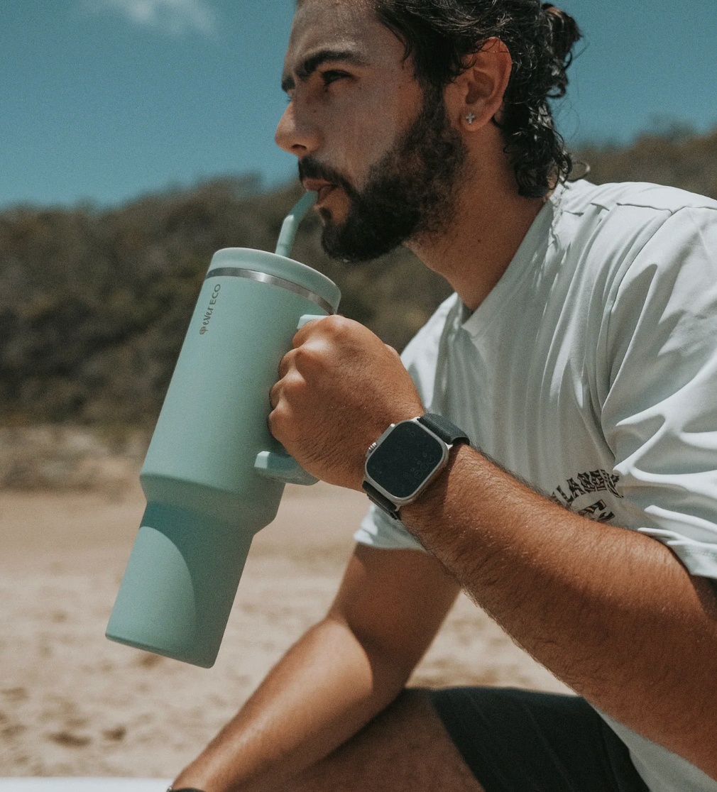 Ever Eco Insulated Tumbler with Handle & Straw Sage 1.18L