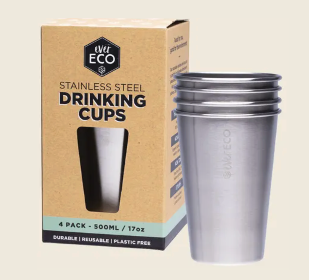 Ever Eco Stainless Steel Drinking Cups 4x500ml
