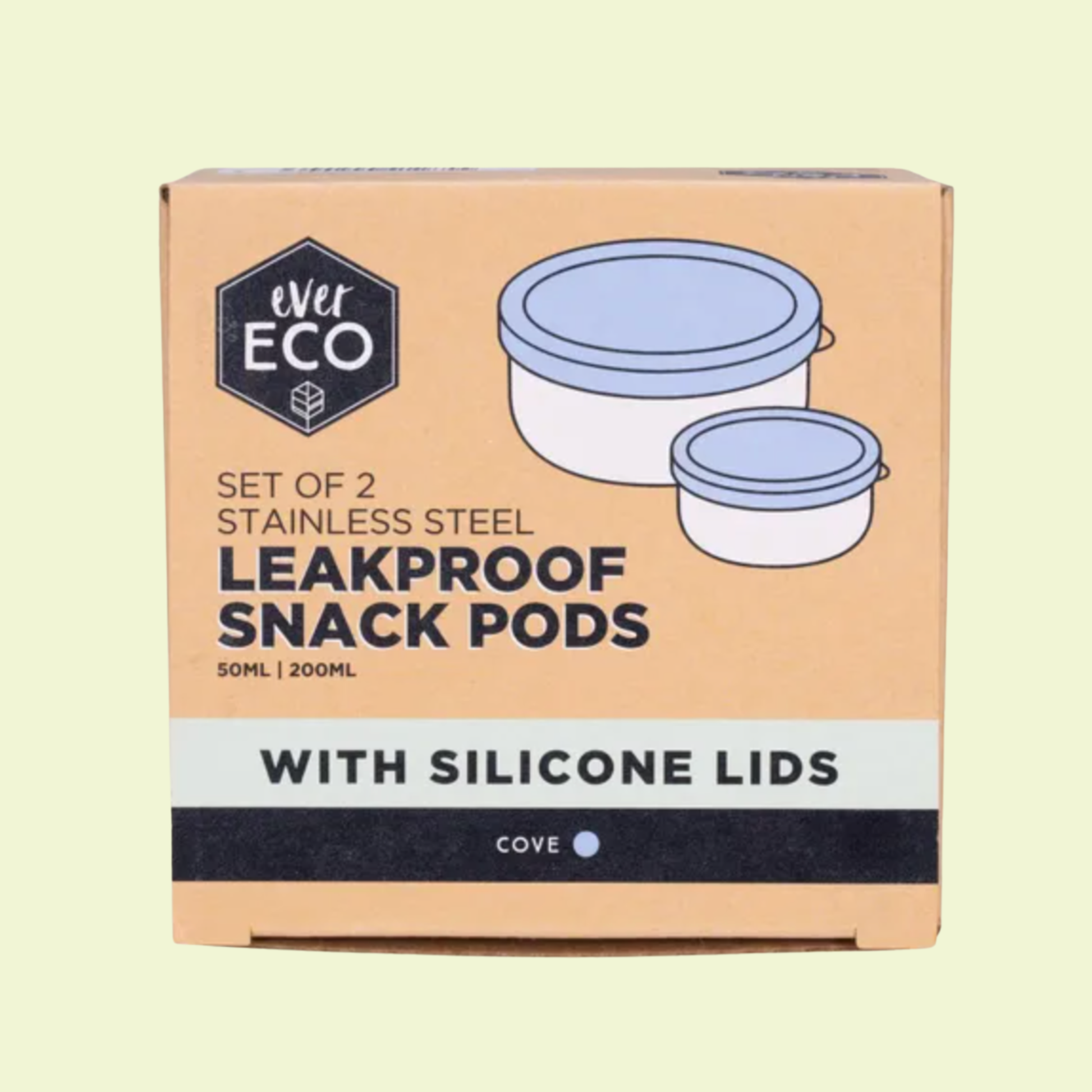 Ever Eco Stainless Steel Leakproof Snack Pods Cove 2pk
