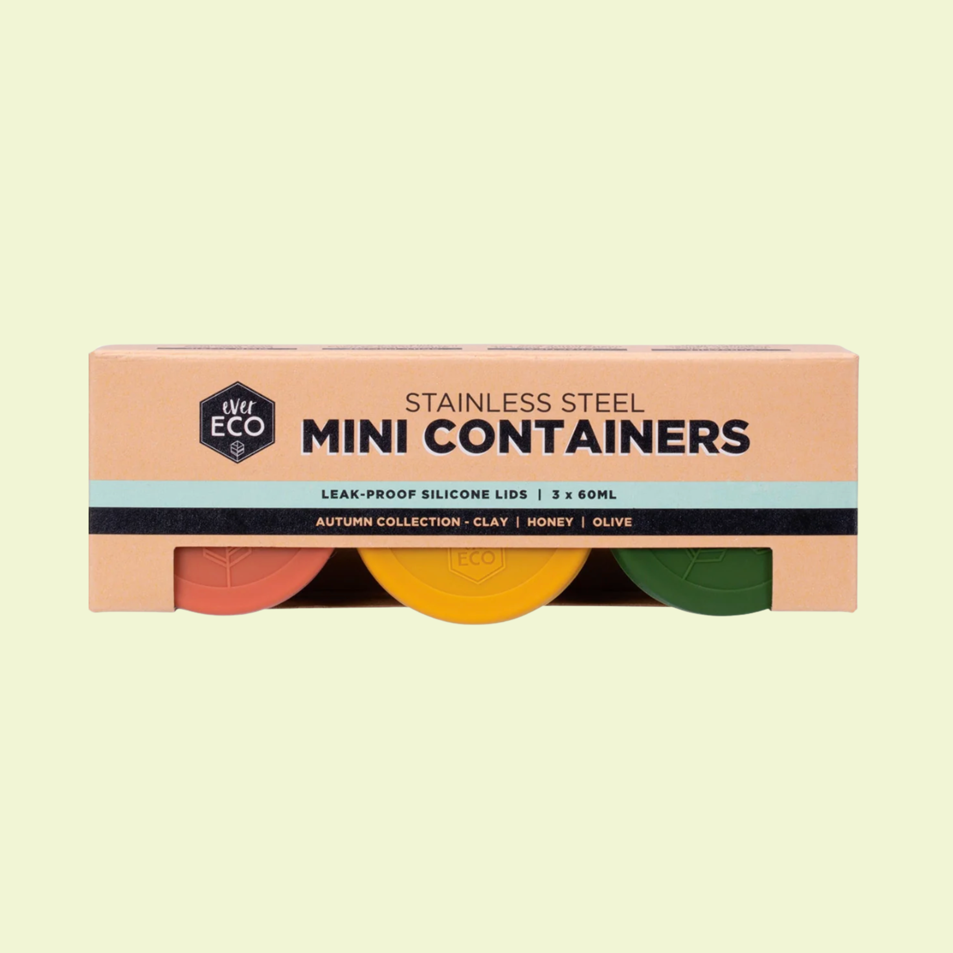 Ever Eco Stainless Steel Mini Containers Autumn Leak Resistant 3pk
