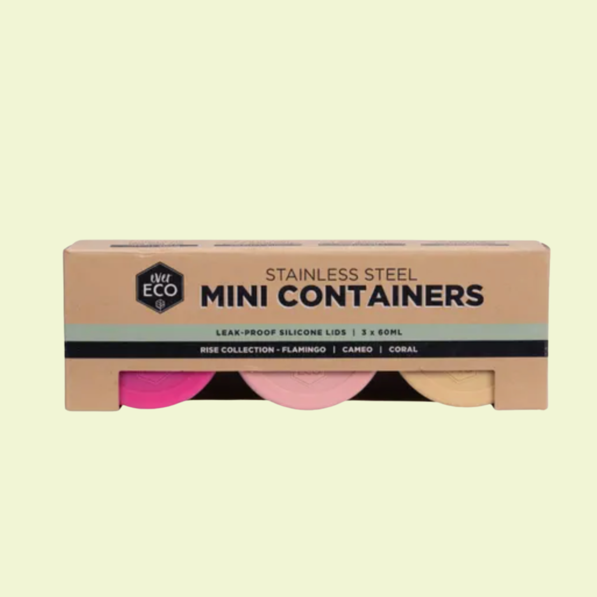 Ever Eco Stainless Steel Mini Containers Rise Leak Proof 3pk
