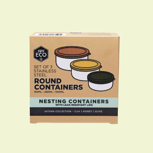 Ever Eco Stainless Steel Round Nesting Containers Autumn 3pk