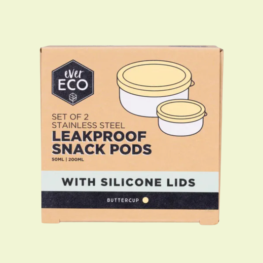 Ever Eco Stainless Steel Leakproof Snack Pods Buttercup 2pk