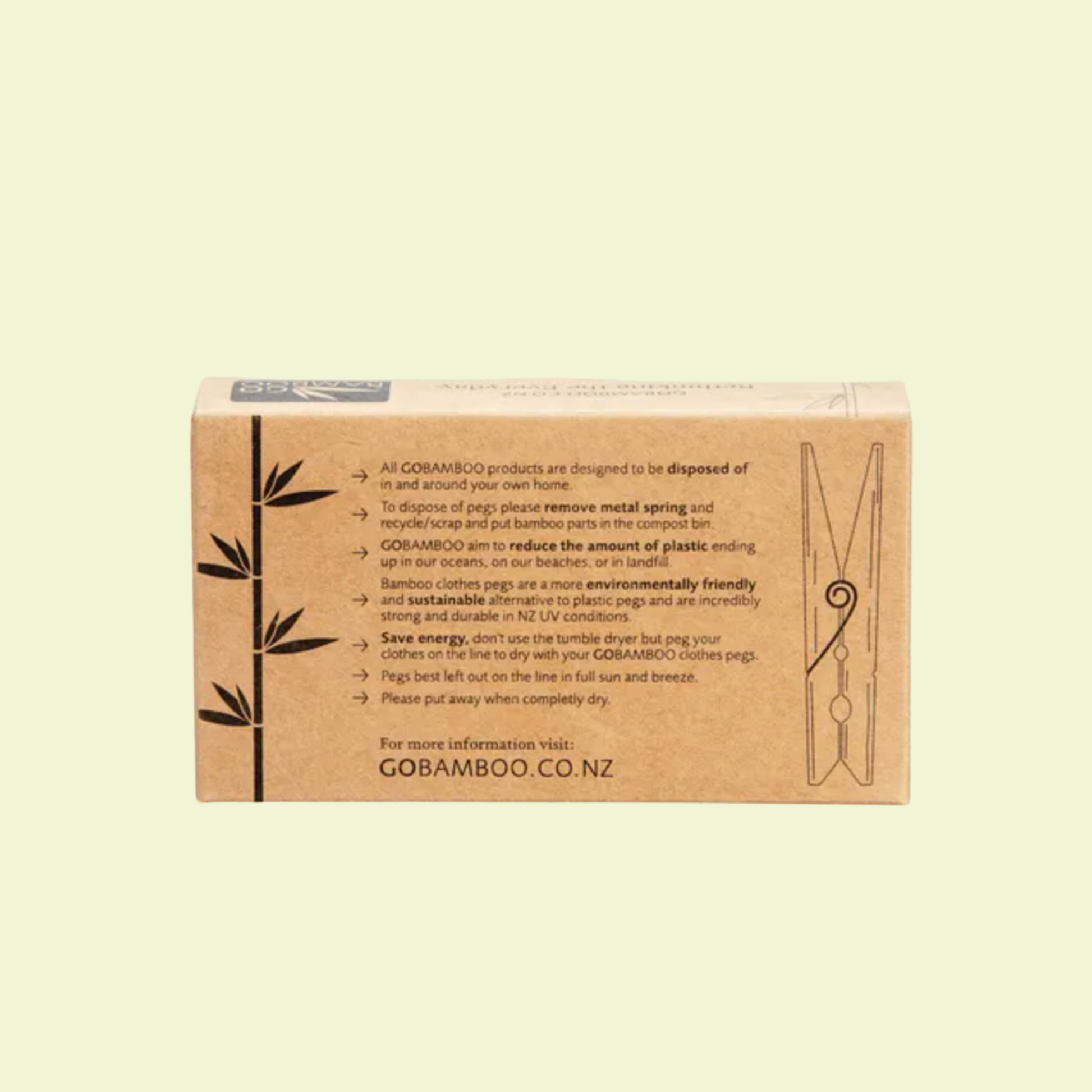 Go Bamboo Clothes Pegs Biodegradable Bamboo 20pk