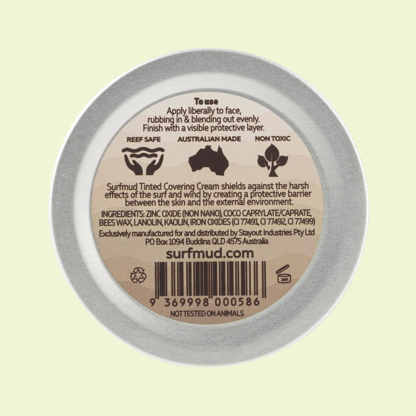 Surf Mud Natural Zinc Tinted Covering Cream 45g Tin