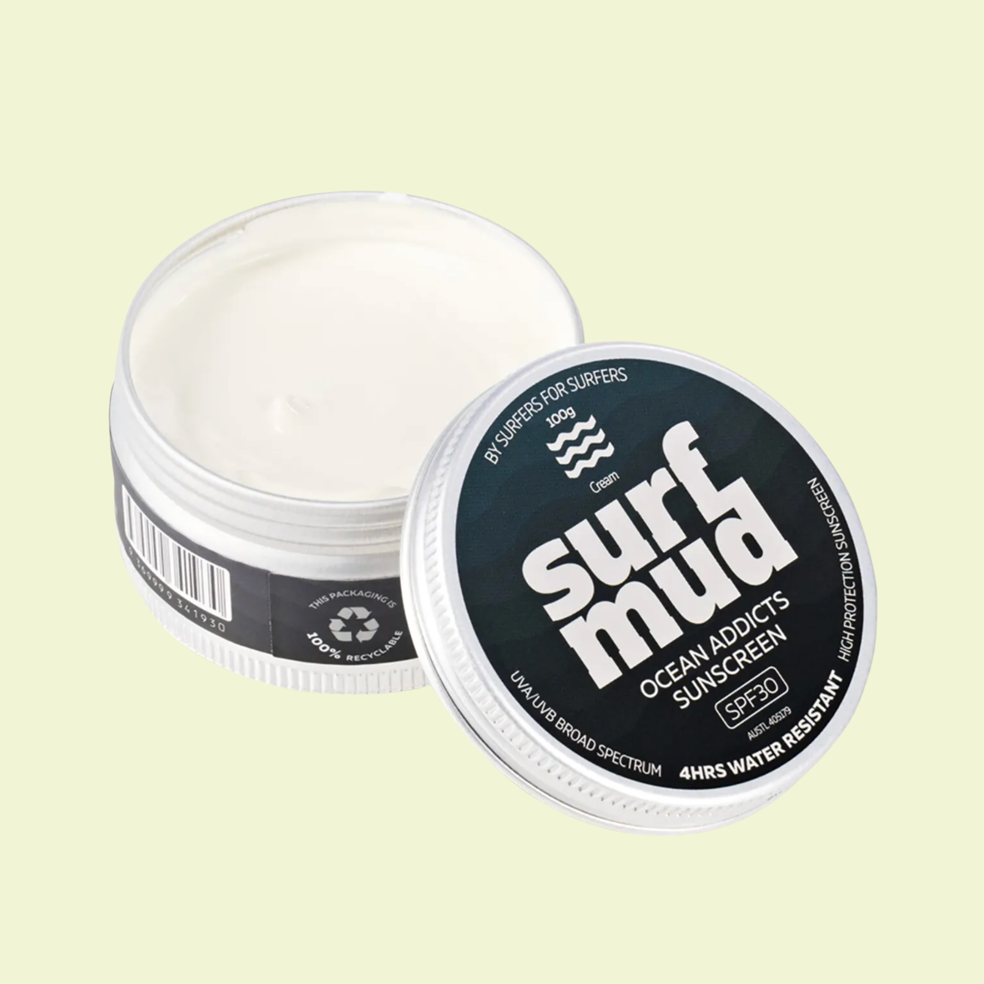 Surf Mud Ocean Addicts Sunscreen SPF30 100g Tin