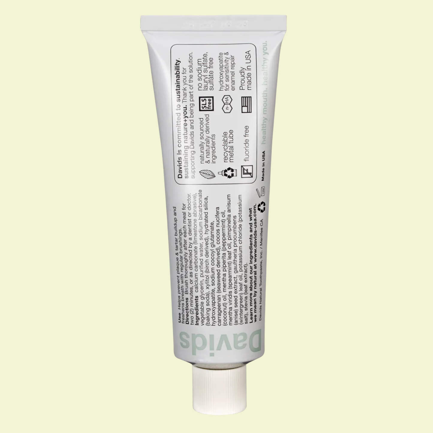 Davids Hydroxi Toothpaste – Sensitive + Whitening Peppermint 113g