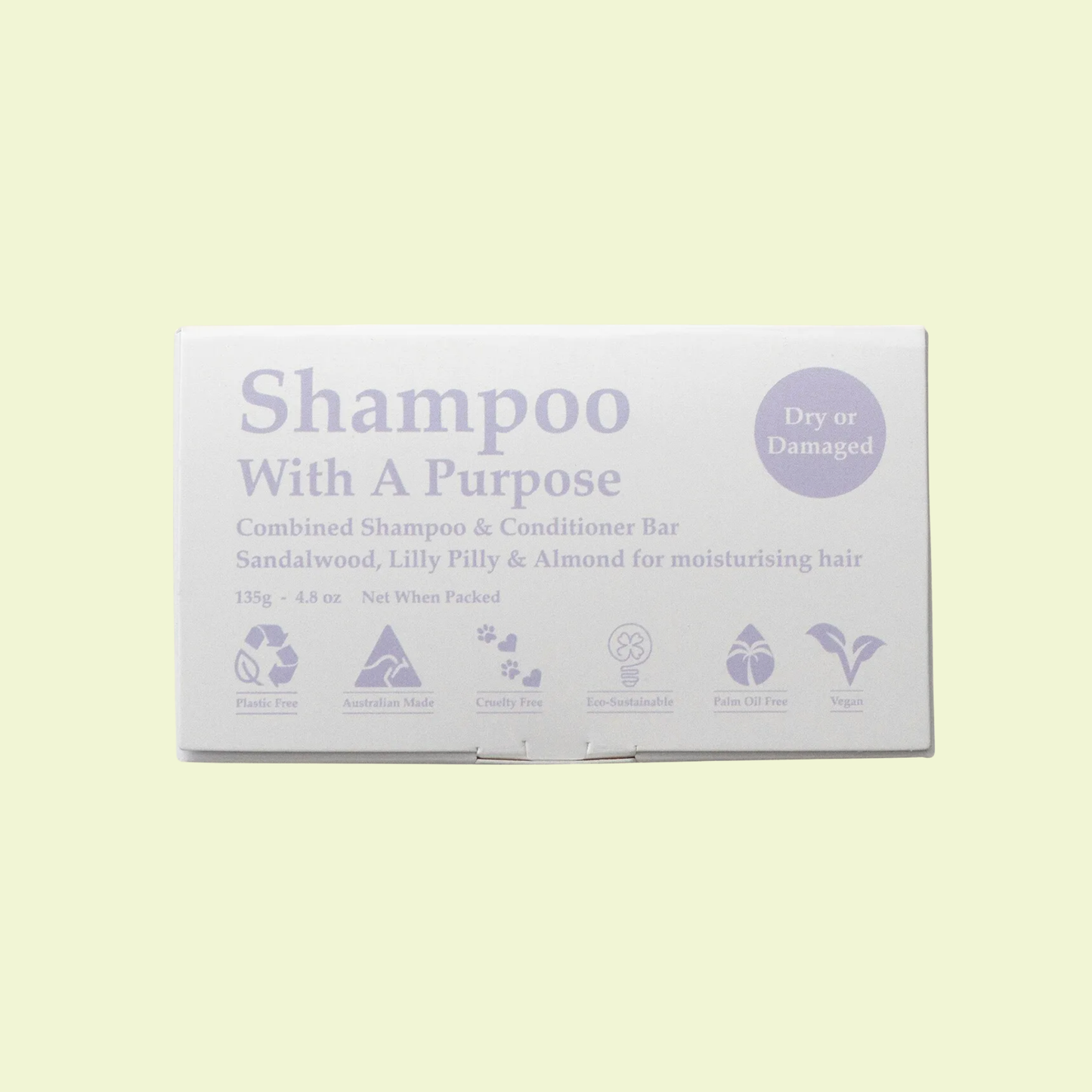 Shampoo With A Purpose Shampoo & Conditioner Bar Dry or Damaged Hair 135g