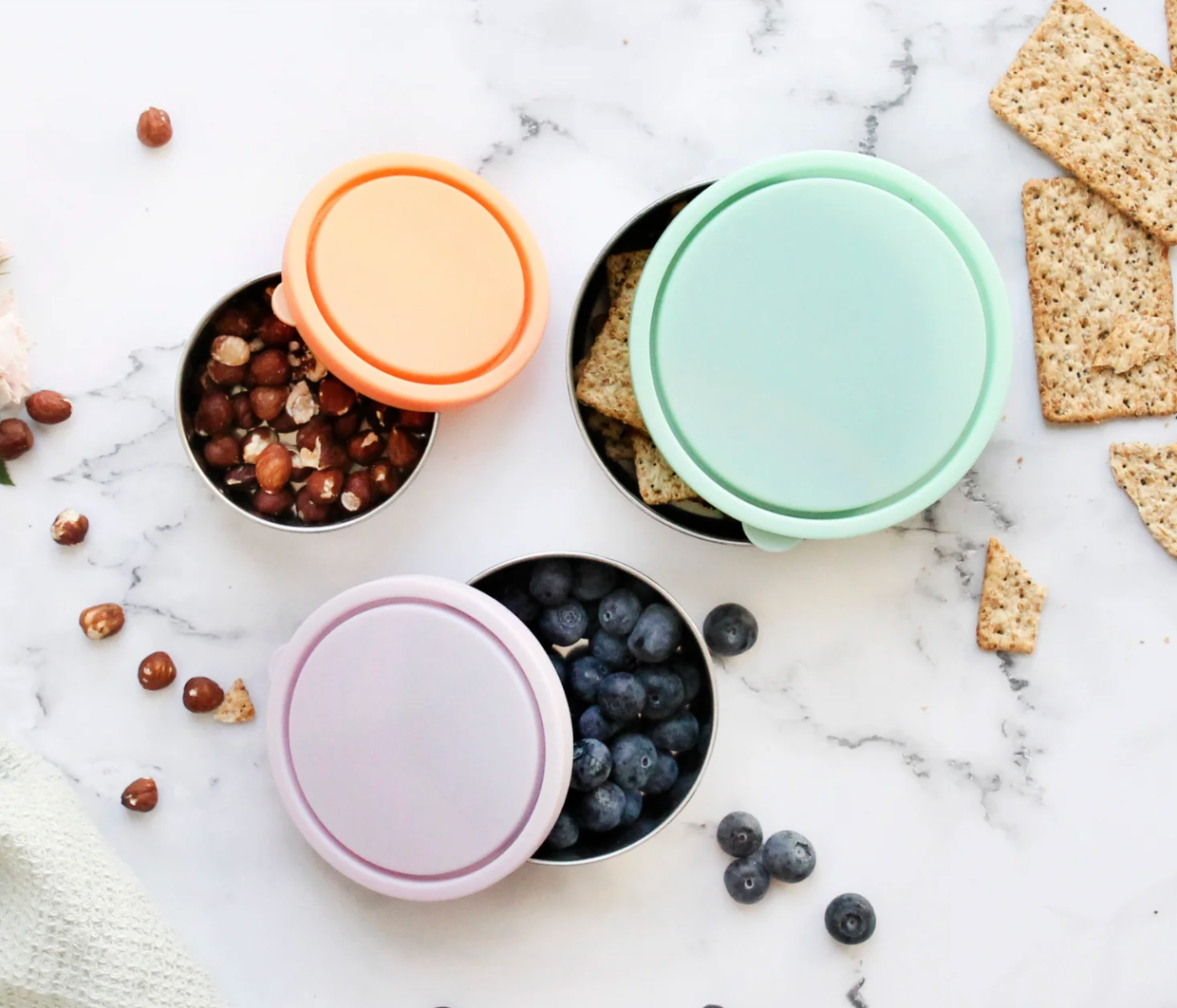 Stainless Steel Round Nesting Containers Spring Pastels 3pk