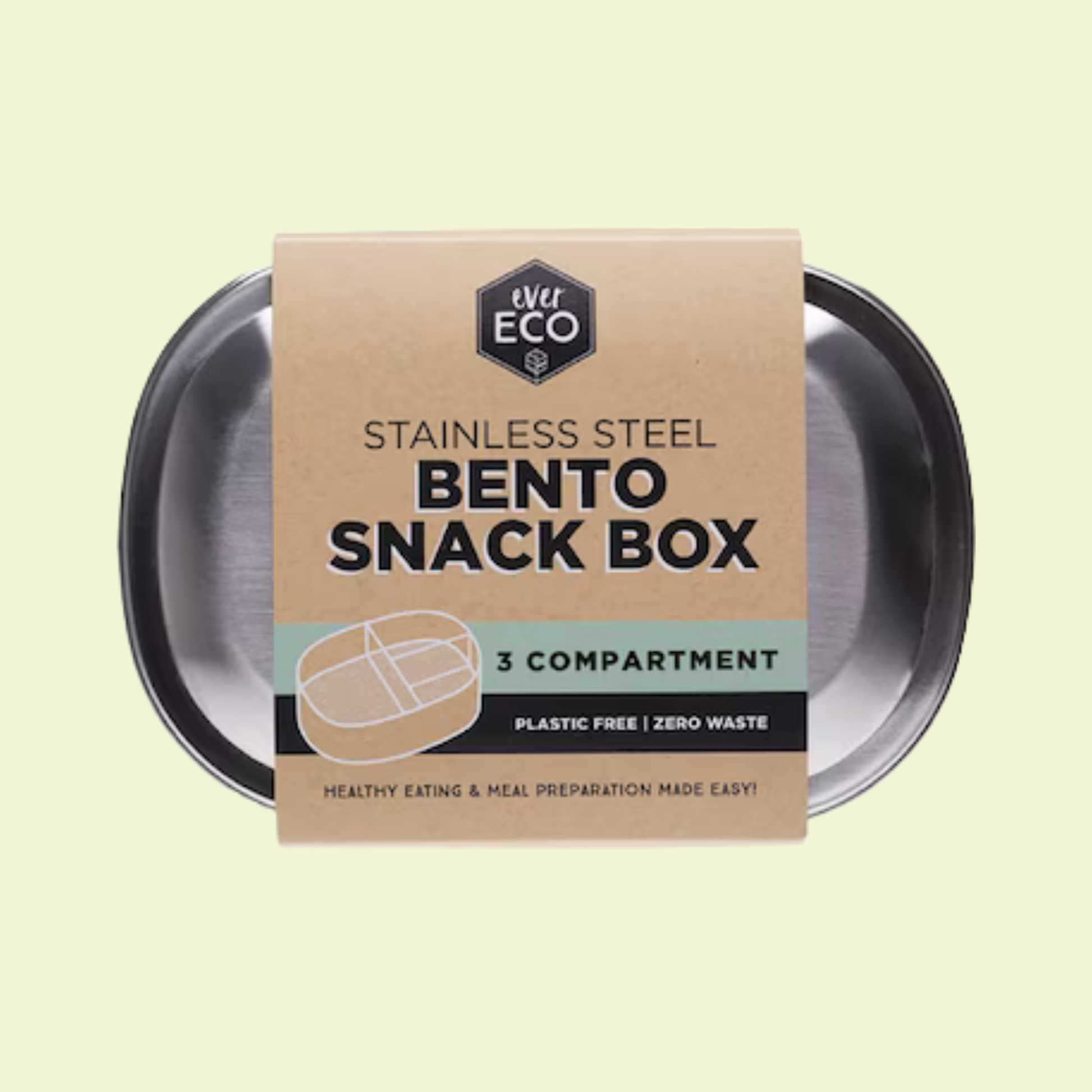 Ever Eco Stainless Steel Bento Snack Box 3 Compartments 580ml
