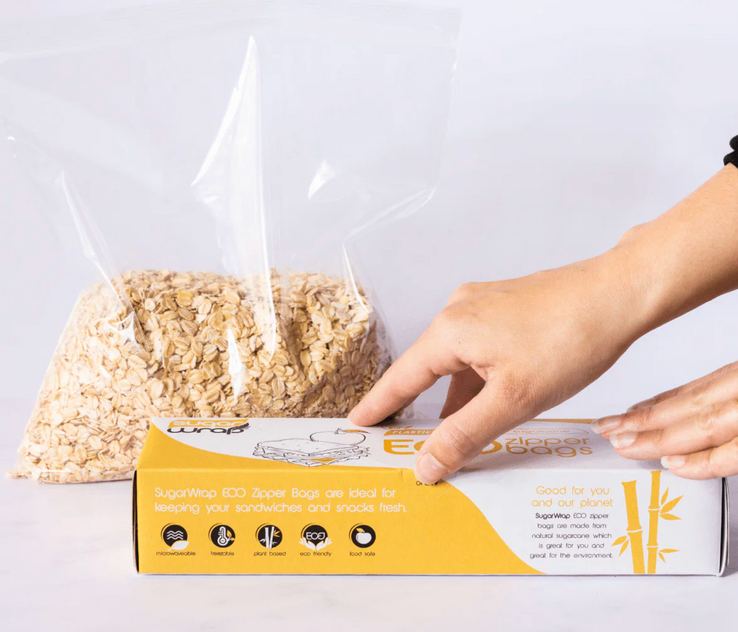 SugarWrap Eco Zipper Bags Made from Sugarcane Large 20pk