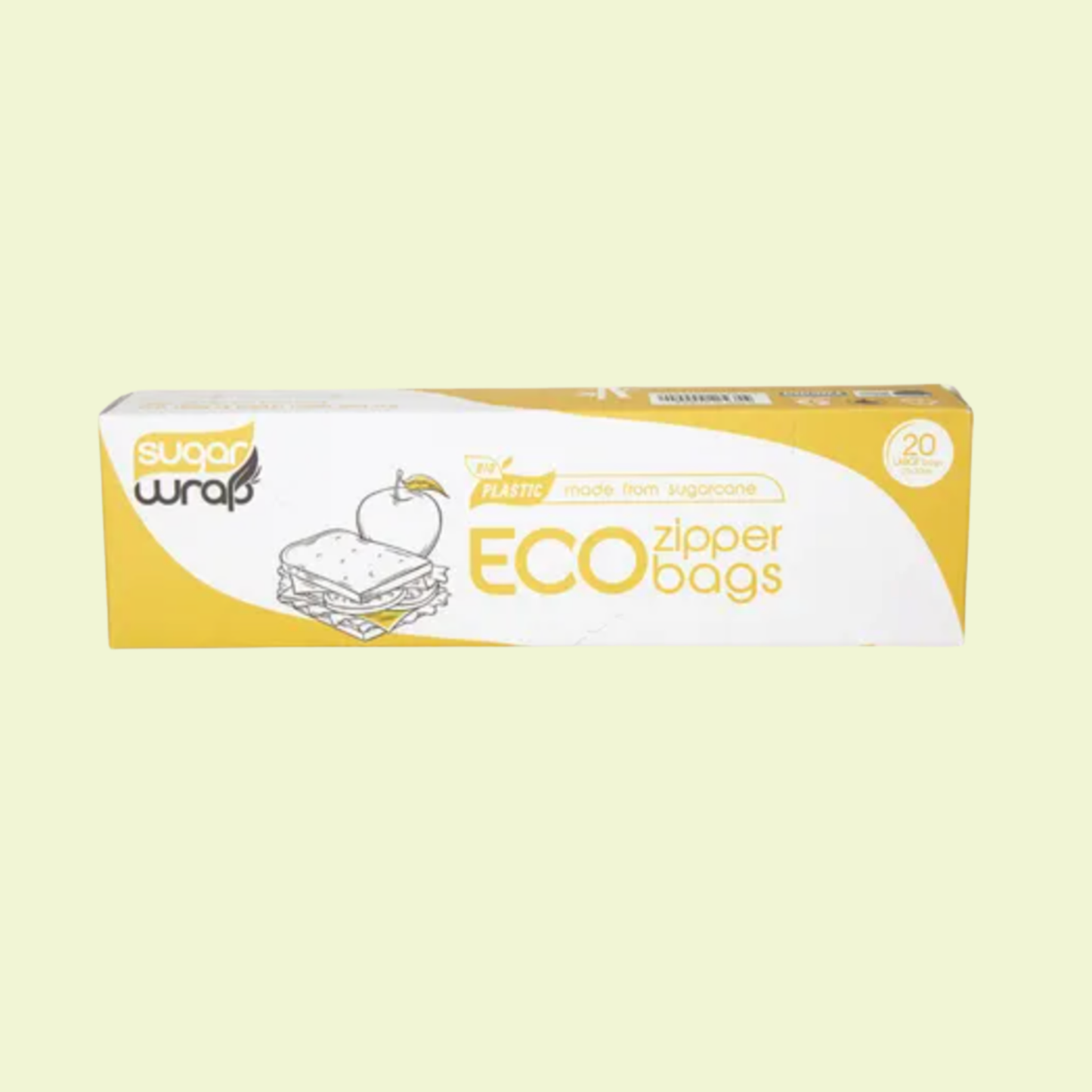 SugarWrap Eco Zipper Bags Made from Sugarcane Large 20pk
