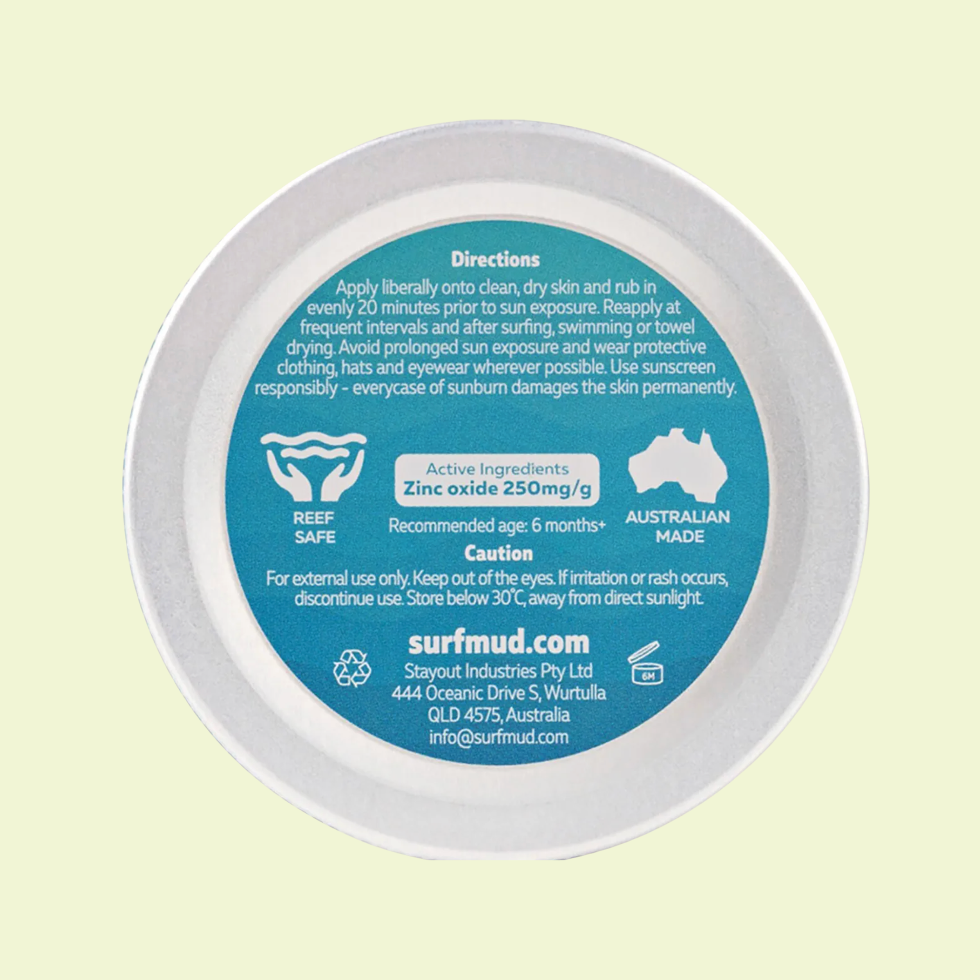 Surf Mud Surfbaby Sensitive Sunscreen SPF30 100g Tin