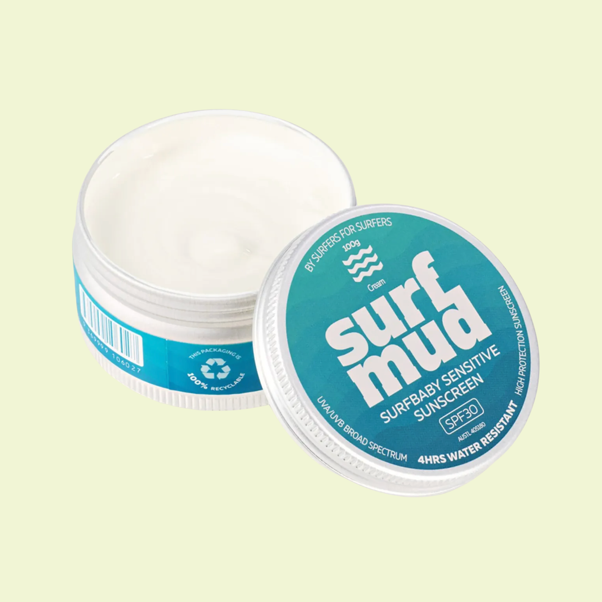 Surf Mud Surfbaby Sensitive Sunscreen SPF30 100g Tin