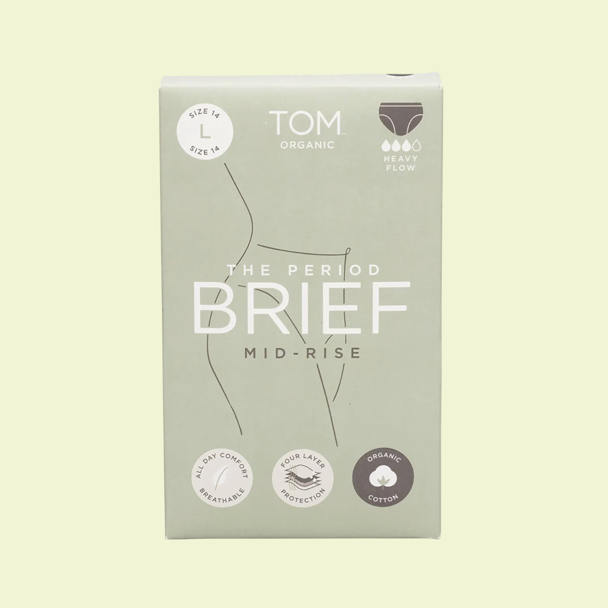 TOM Organic Period Brief Mid Rise Black – Large